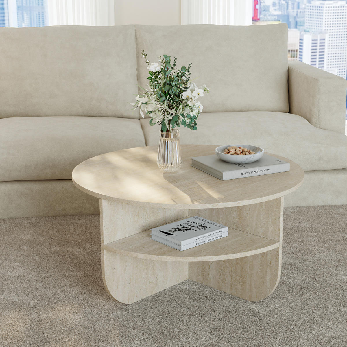 COUCHTISCH Reykhon 80/80/41 cm - Beige, Holzwerkstoff (80/80/41cm) - [en.casa]