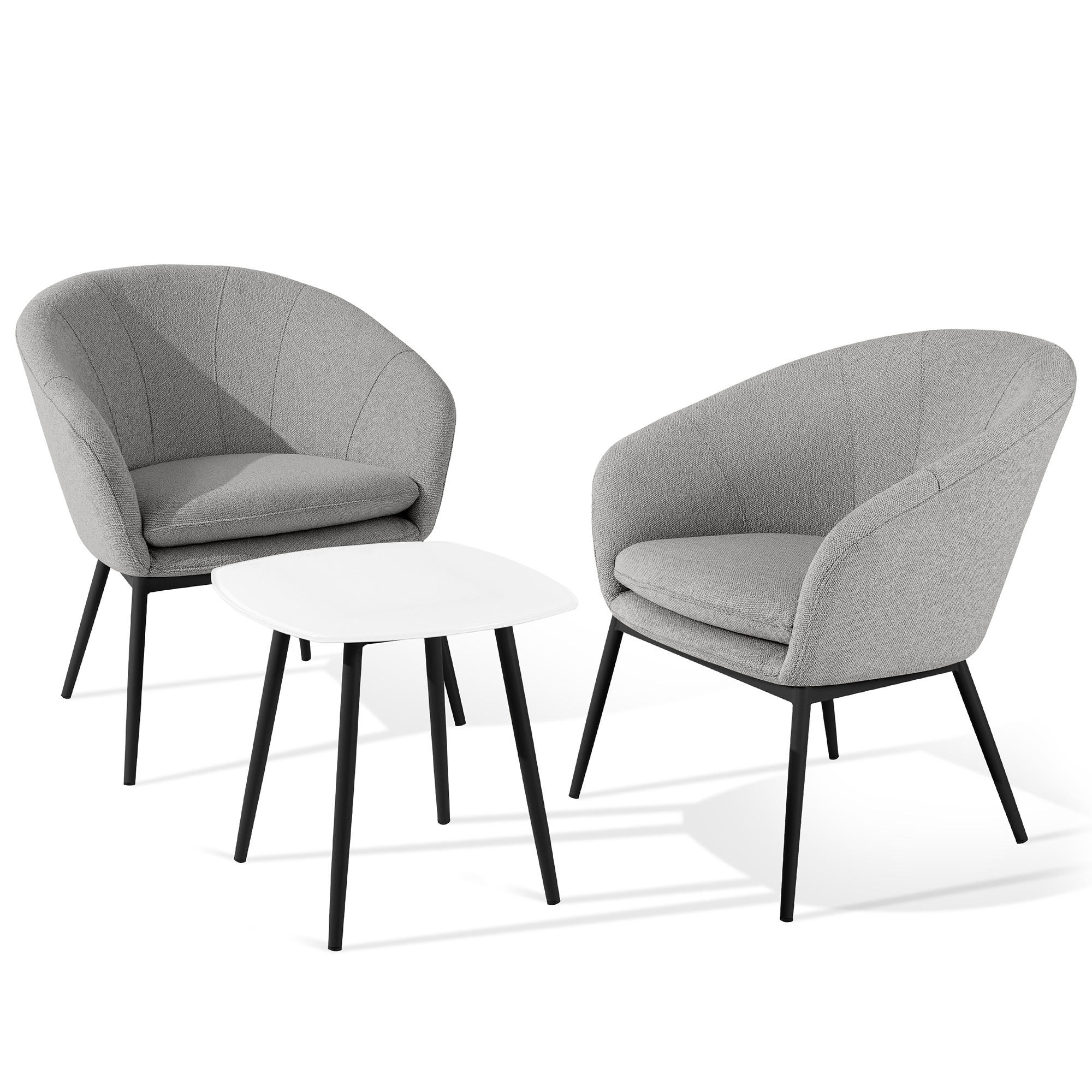 GARTENMÖBELSET SOLIS Gartenlounge-Set, grau/schwarz - Grau, Textil/Metall - KONSIMO®