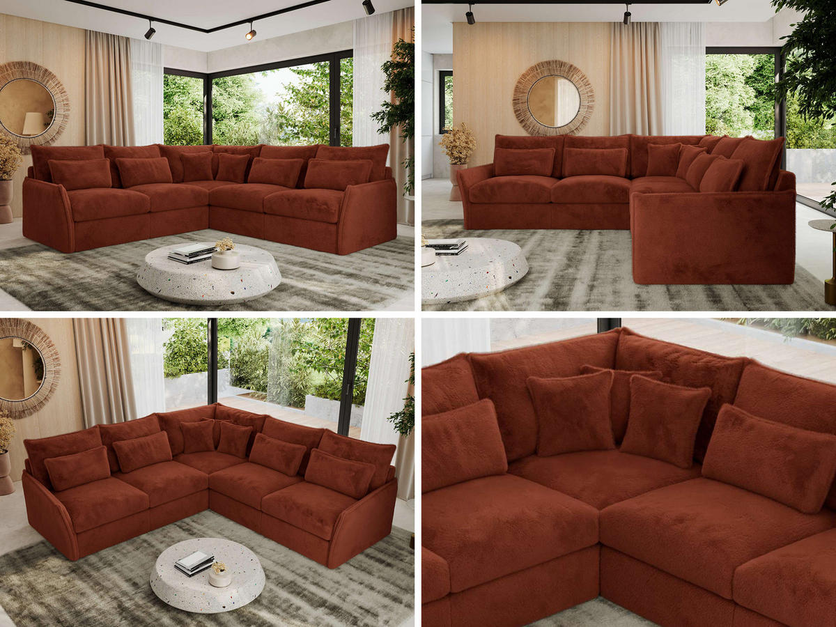 ECKSOFA VERSO L Orange Plüsch - Schwarz/Orange, Kunststoff/Textil (270/270cm) - MKS
