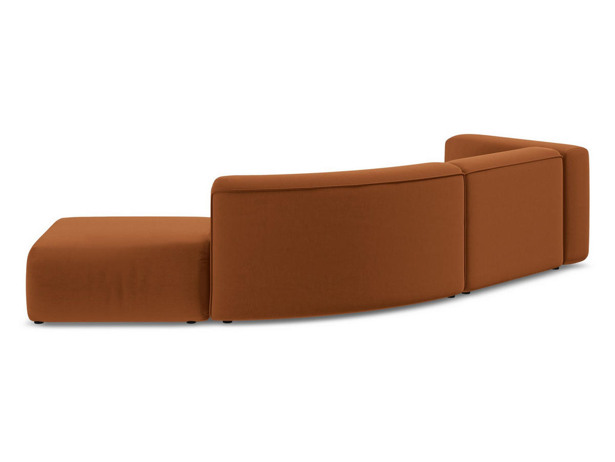 4-SITZER-SOFA Samt Stoff Orange - Terra cotta/Schwarz, Kunststoff/Textil (335/70/166cm) - Makamii