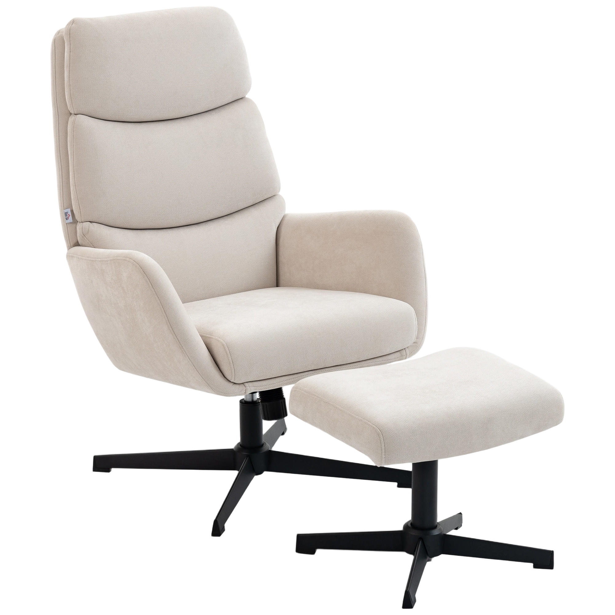 POLSTERSESSEL DE-07593 mit Fußhocker, hoher Rückenlehne Beige - Beige, Metall (66/99/75cm) - ComfortXL