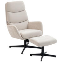 POLSTERSESSEL DE-07593 mit Fußhocker, hoher Rückenlehne Beige - Beige, Metall (66/99/75cm) - ComfortXL