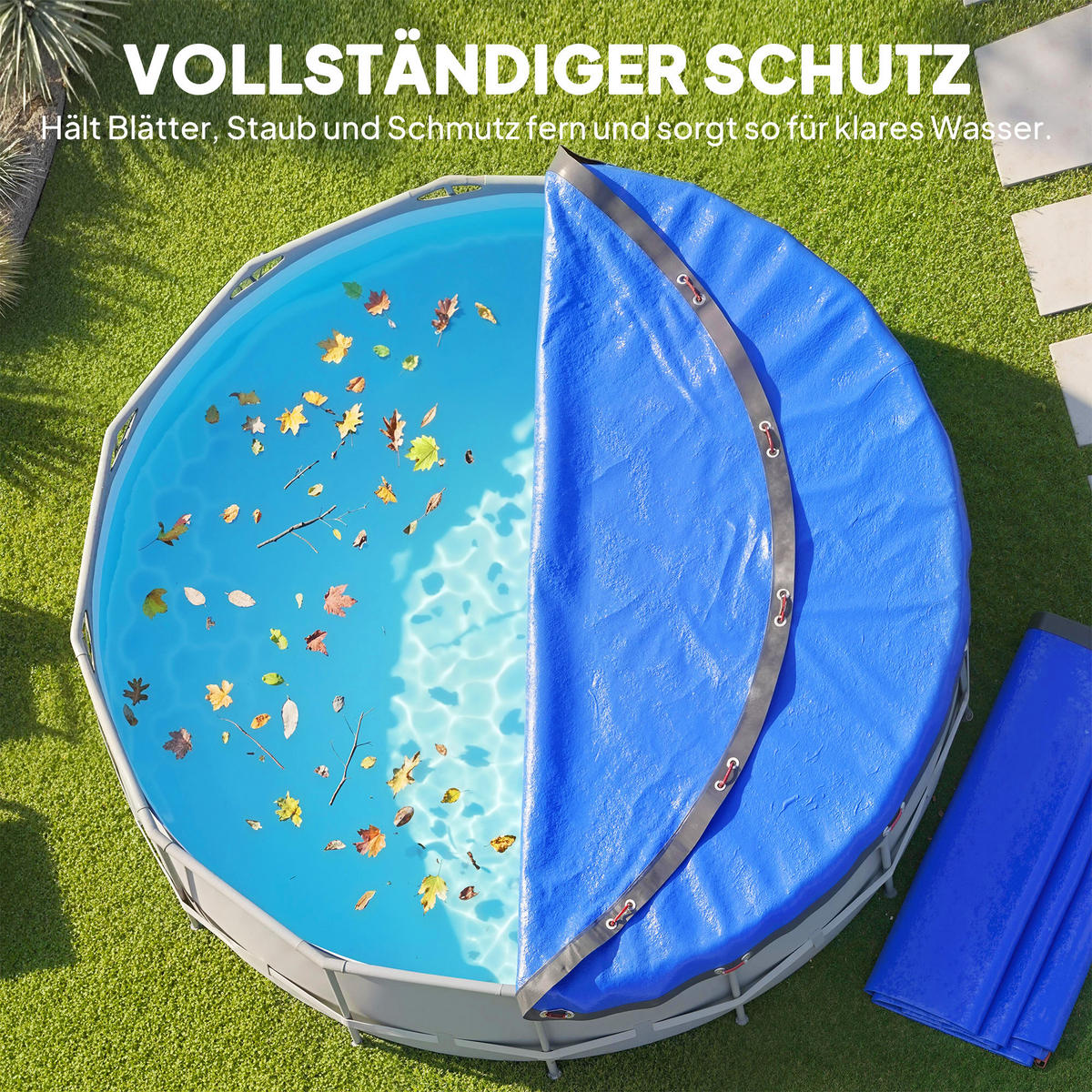 POOL-WINTERABDECKUNG PE Blau - Blau, Kunststoff (550/550cm) - Outsunny