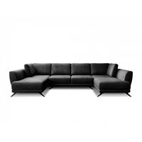 WOHNLANDSCHAFT mit Schlaffunktion & Bettkasten, luxus Nube-Stoff - Dunkelgrau/Schwarz, Textil/Metall (362/90/191cm) - Eltap