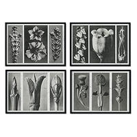 POSTER Set mit 4 Blumenblätter 2 Blumen und Pflanzen in Grausteinen A3 Rahmenlos - Klar, Papier (29.7/3cm) - Nacnic