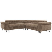 ECKSOFA QUADRO L - Braun Cord - Links Seite - Schwarz/Braun, Textil/Metall (269/269cm) - MKS