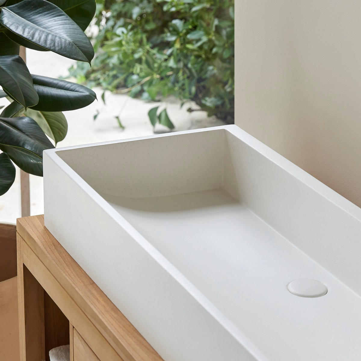 WASCHBECKEN Pegase Weiß aus Terrazzo - Weiß, Stein (90/15/39cm) - Tikamoon