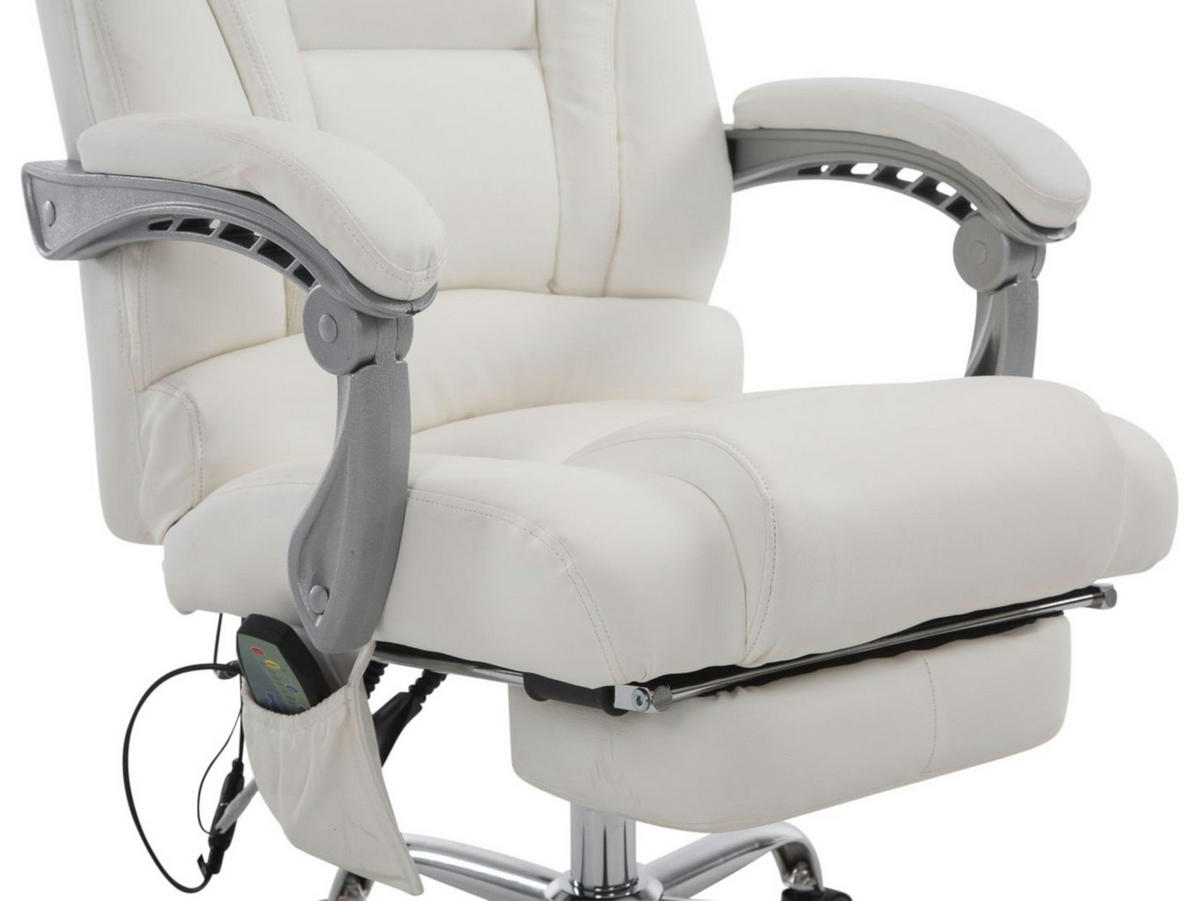BÜROSTUHL Pacira, Kunstleder mit Massagefunktion Weiß - Weiß, Textil/Metall (68/127/64cm) - TPFLiving
