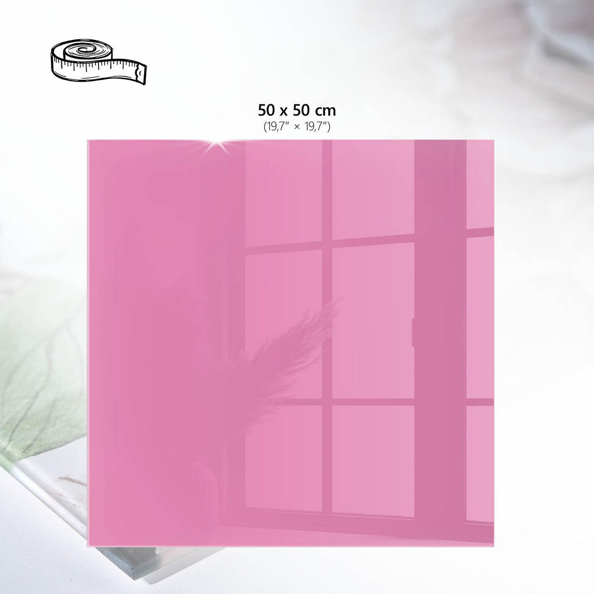 TISCHPLATTE 50x50 cm – Kühles Rosa - Grau, Glas (50/50/0.4cm) - Wallfluent