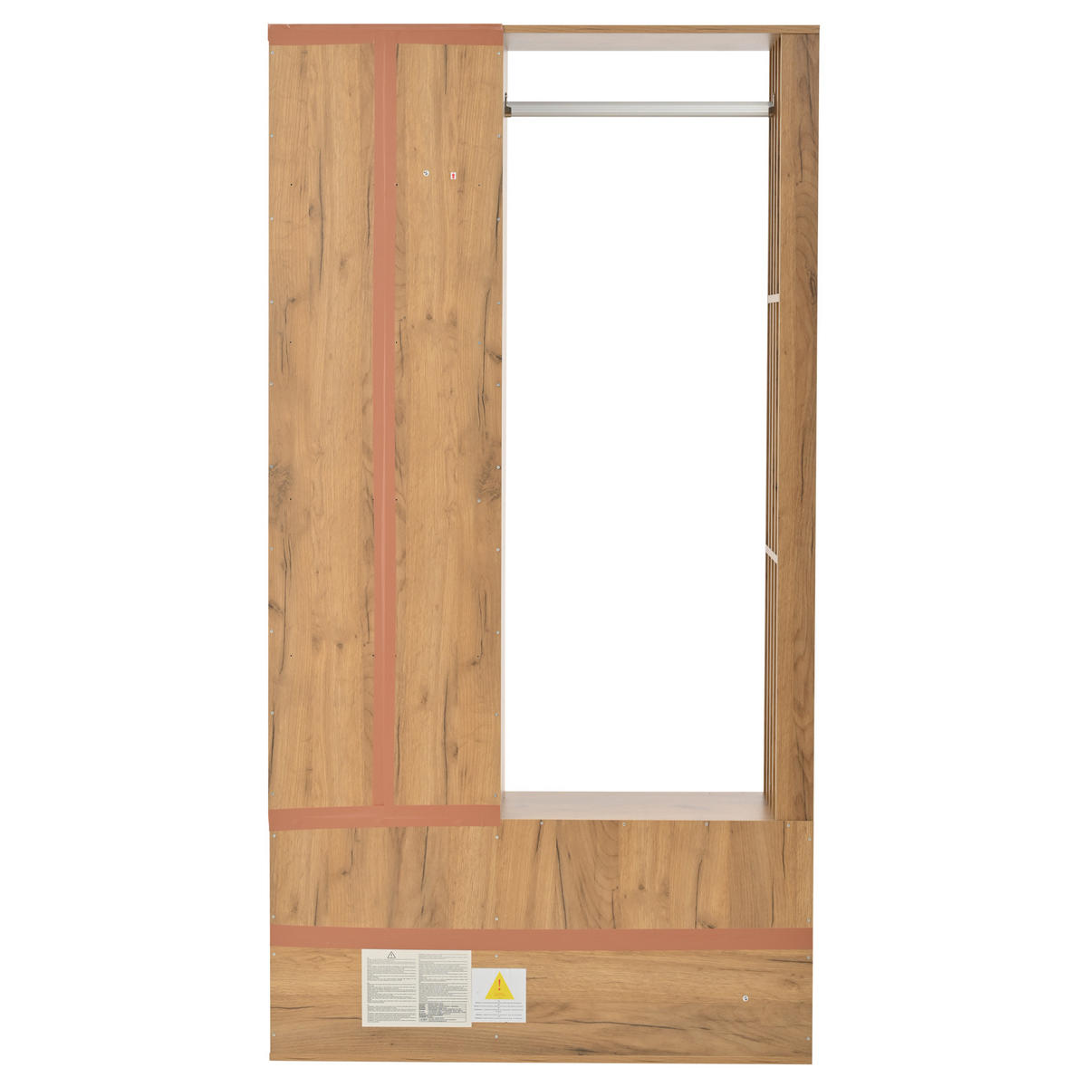 GARDEROBENSCHRANK 6 in 1 Spiegel 100cm Flur Holzfarbe - Naturfarben, Holzwerkstoff (100/190/33cm) - FLIEKS