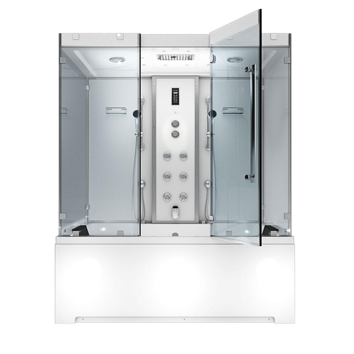 DAMPFDUSCHE Whirlpool K80-WS-EH-C-SC - Weiß, Glas/Kunststoff (180/100/228cm) - AcquaVapore by Sandra Jentho