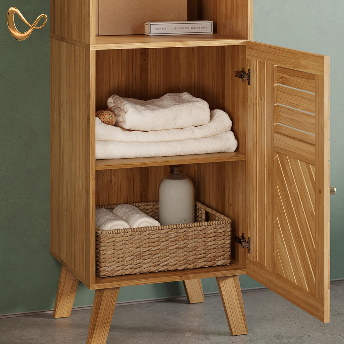 KOMPLET KOPALNIŠKEGA POHIŠTVA Olona, Bambus, 3-delni - naravne barve, leseni material (60/65/36cm) - Livinity®