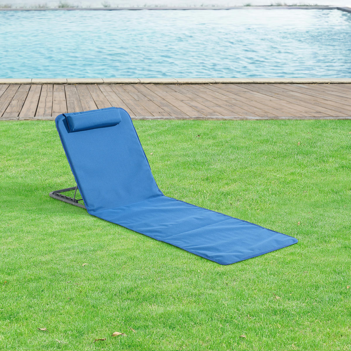 STRANDMATTEN-SET 2 TLG. Donostia - Blau, Textil/Metall (143/44/48cm) - [en.casa]