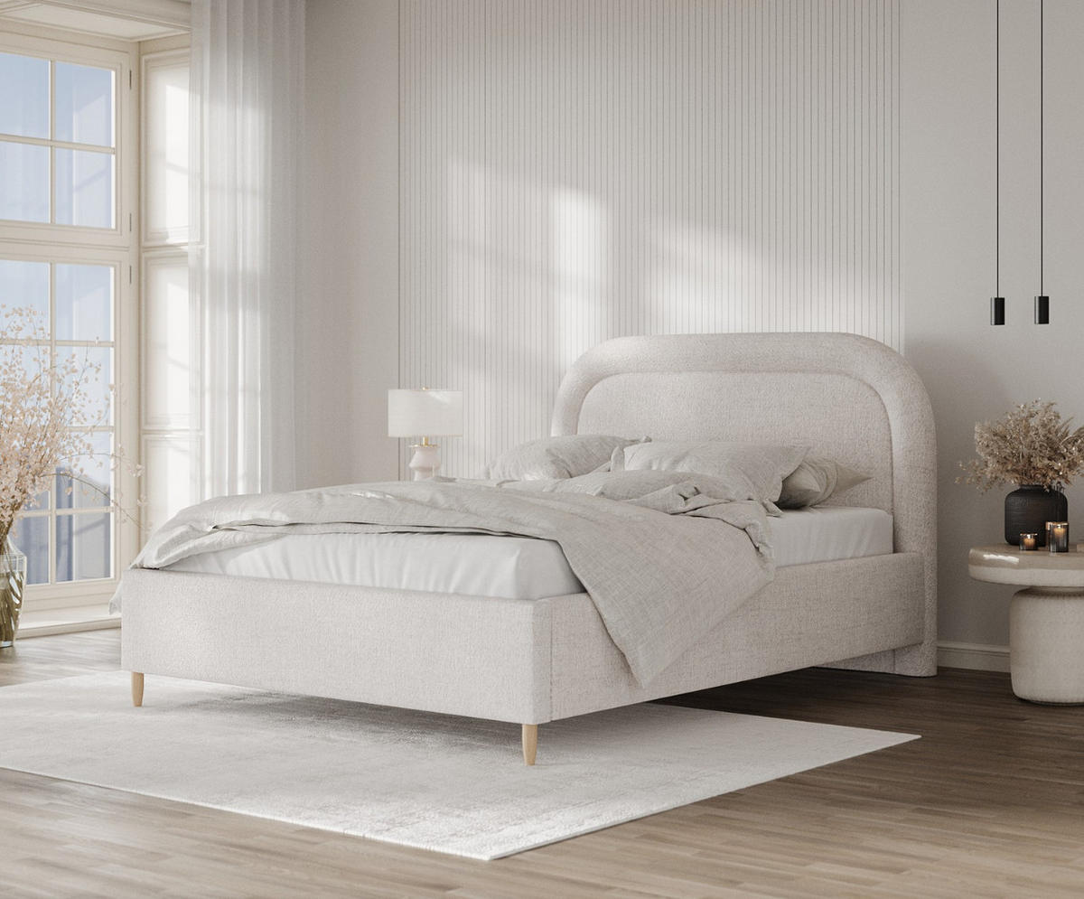 POLSTERBETT Zoya 180/200 cm Hellbeige im Neve Stoff - Sandfarben/Naturfarben, Holz/Holzwerkstoff (180/200cm) - AltaBeds