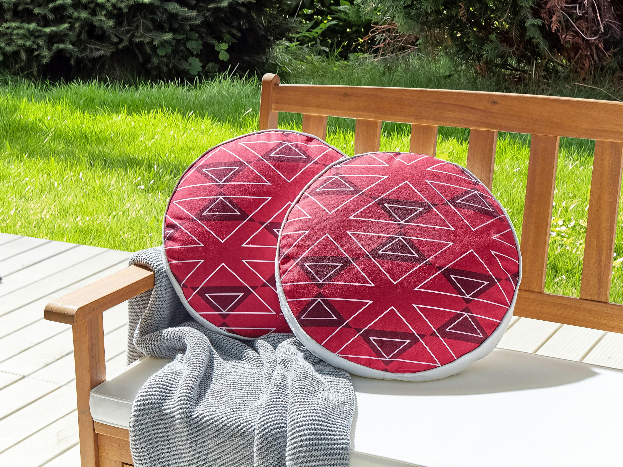 GARTENKISSEN 2er-Set geometrischem Muster Rosa 40 cm Mezzano - Violett, Textil (40/40cm) - Beliani