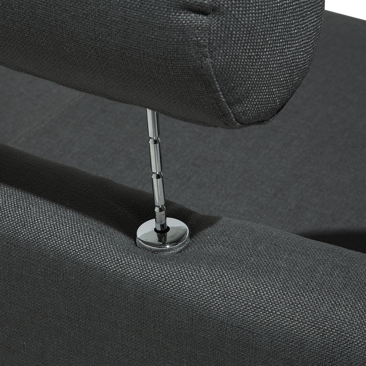 7-SITZER-SOFA mit Ottomane Polyester Grau Rotunde - Dunkelgrau, Textil (448/76/236cm) - Beliani