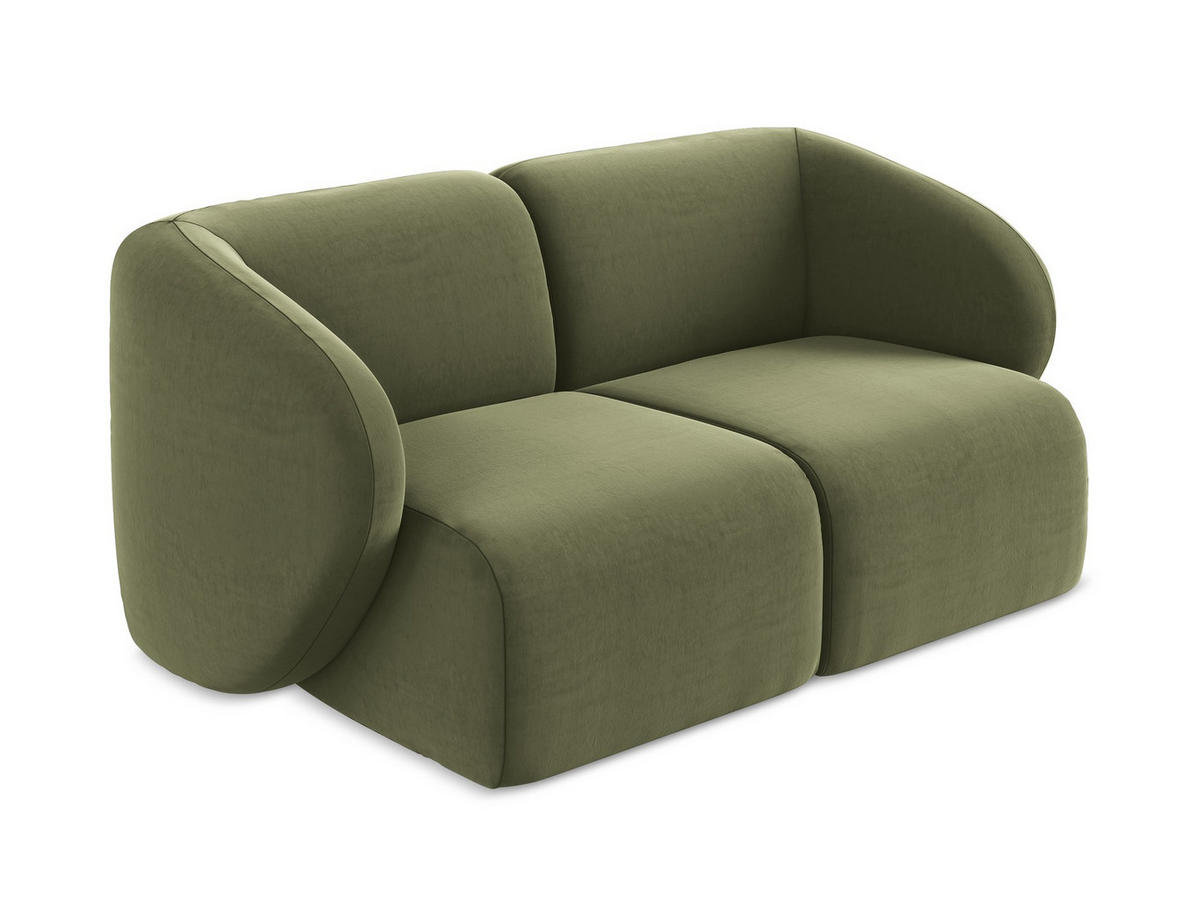 2-SITZER-SOFA Samt Stoff Grün - Schwarz/Olivgrün, Holzwerkstoff/Kunststoff (174/75/94cm) - Makamii