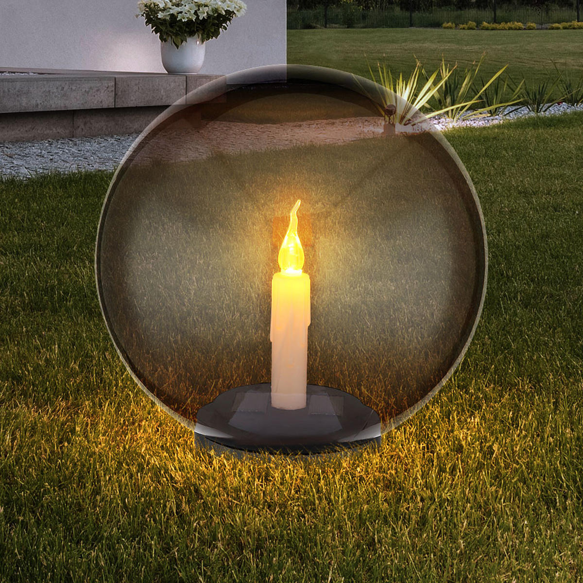 LED AUSSENLEUCHTE Kunststoff Grau Rauchoptik 2er Set - Grau, Kunststoff (25/25/38.5cm) - Globo Lighting