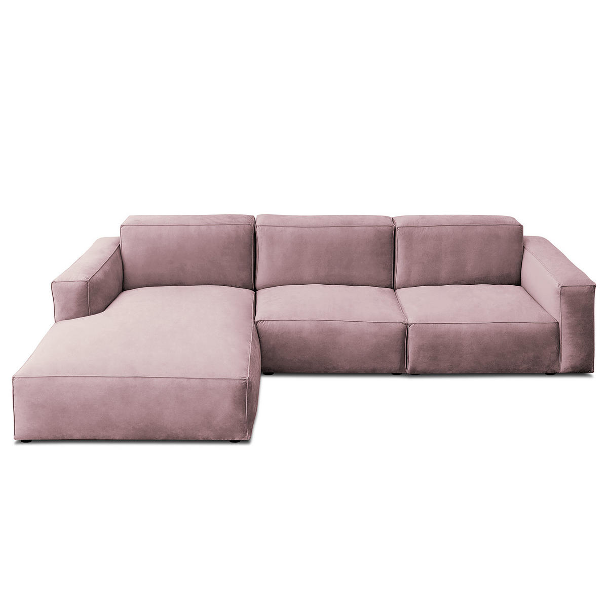 ECKSOFA mit Longchair - Mauve/Schwarz, Kunststoff/Textil (345/170cm) - home24