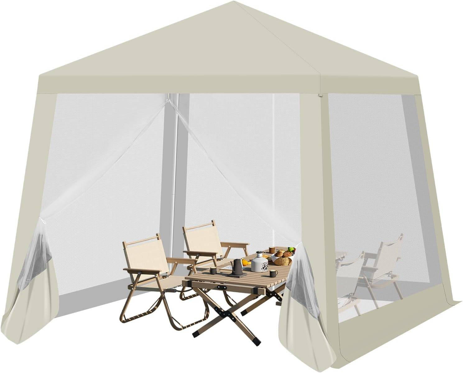 PAVILLON 3x3 m, Gartenpavillon mit Seitenwänden Moskitonetz - Beige, Metall (300/250/300cm) - Woltu