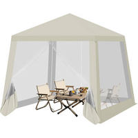 PAVILLON 3x3 m, Gartenpavillon mit Seitenwänden Moskitonetz - Beige, Metall (300/250/300cm) - Woltu