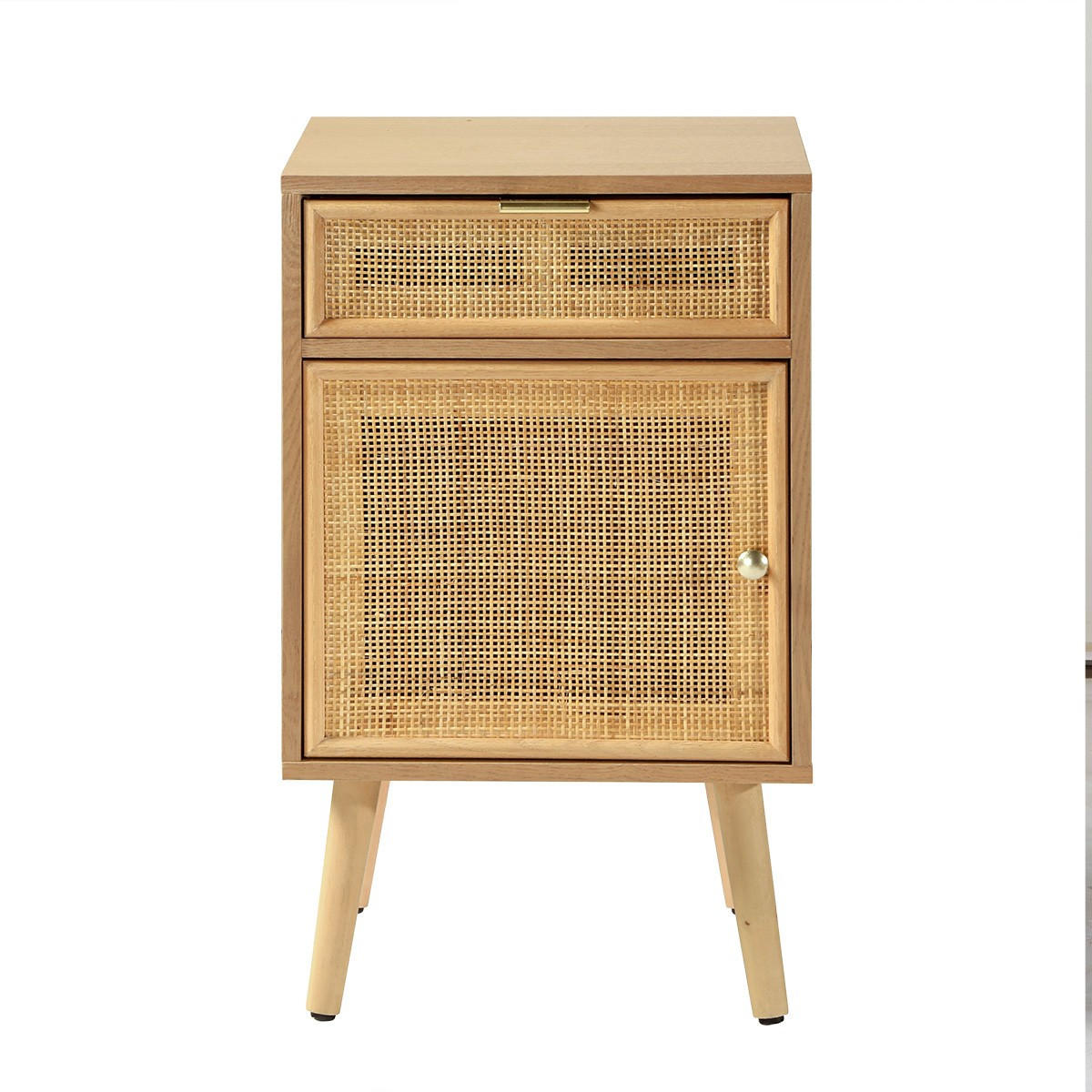 NACHTTISCH mit natürlichem Rattangeflecht - Apfelbaumfarben, Holzwerkstoff (36.5/71/42cm) - Calicosy