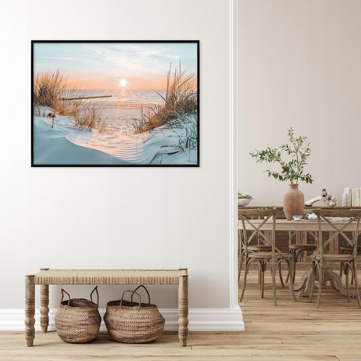 BILDER mit Rahmen Strand Meer Beige 60x40 cm - Multicolor, Holzwerkstoff (60/40cm) - Wallarena