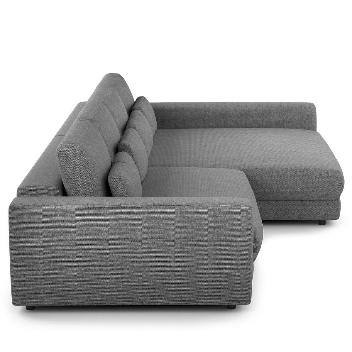 ECKSOFA mit XXL-Longchair - Silberfarben/Schwarz, Kunststoff/Textil (323/182cm) - home24
