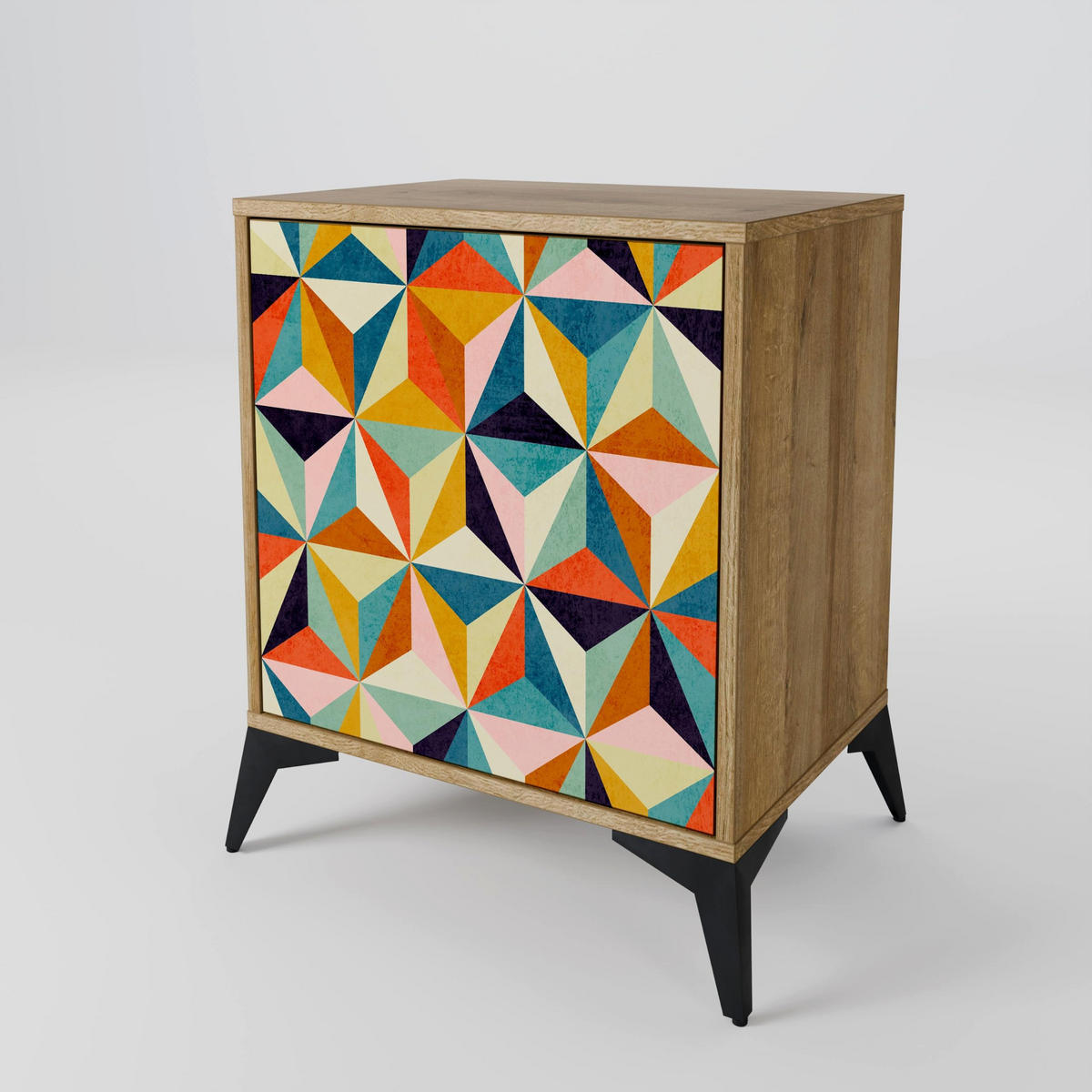 SIDEBOARD TESSELATE TREASURES, Eichefarben, 57,5x42x57,5 cm, Ohne Füße - Eichefarben/Multicolor, Holzwerkstoff (57.5/57.5/42cm) - SpaceRebels