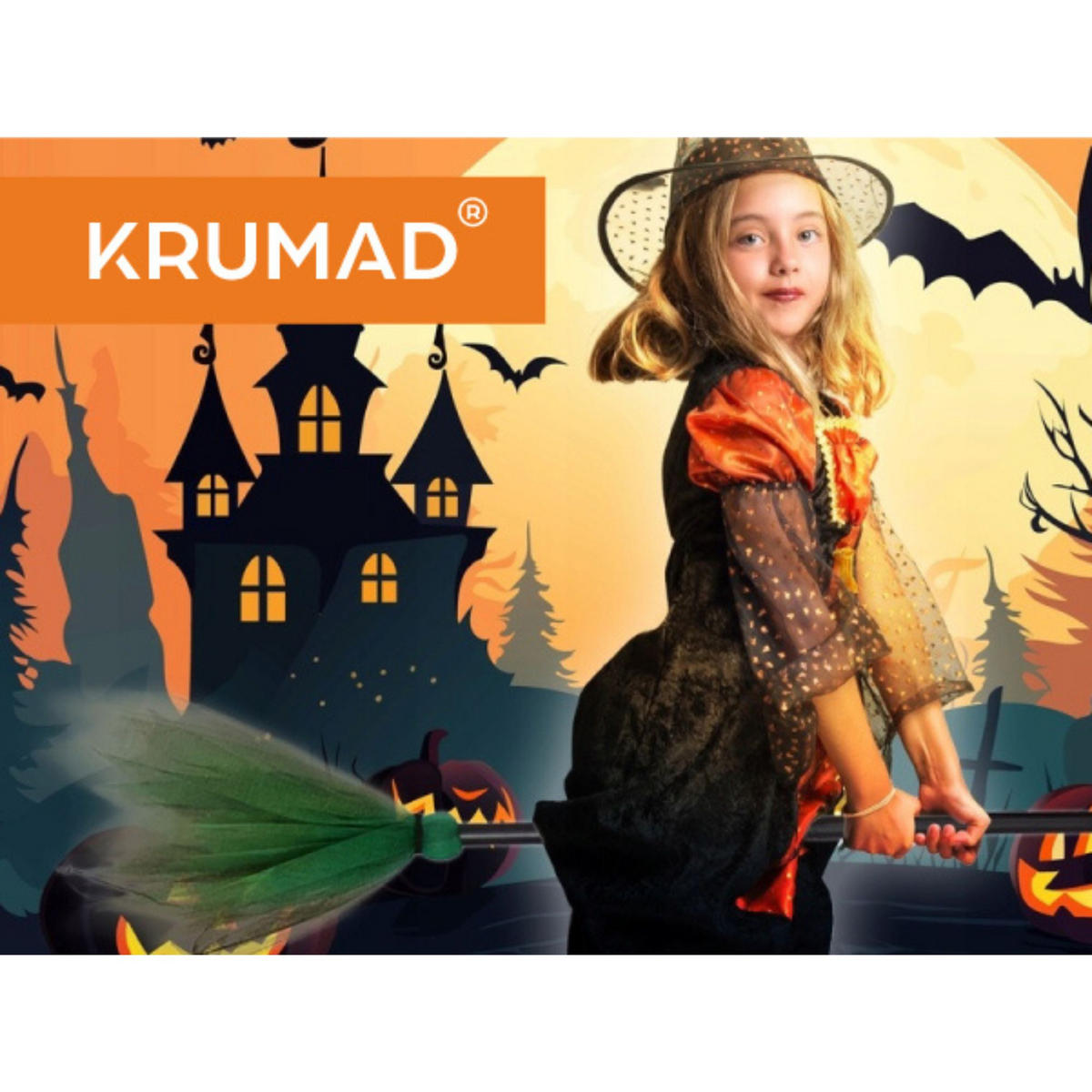 HEXENBESEN Halloween Grün - Grün, Kunststoff (87/4/87cm) - KRUMAD