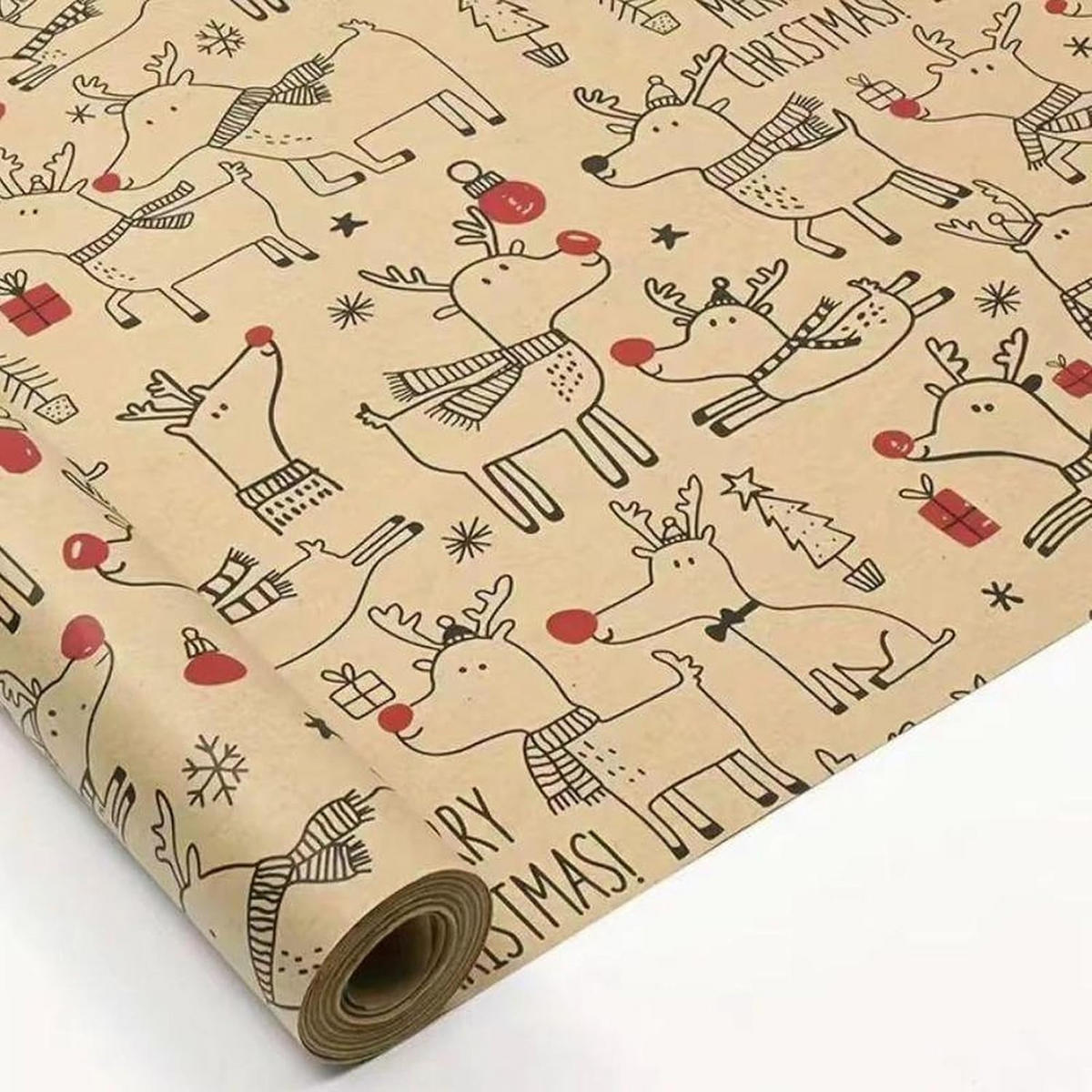 GESCHENKPAPIER – Weihnachts-Geschenkpapier – 43 x 300 cm – Braun - Braun, Papier (4/4/43cm)