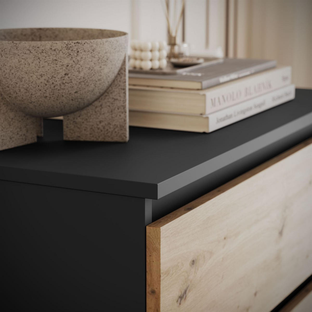 MODERNE Sideboard HANA M3 Artisan Eiche / Anthrazit - Eiche Artisan, Holzwerkstoff (70/75/40cm) - Lookway