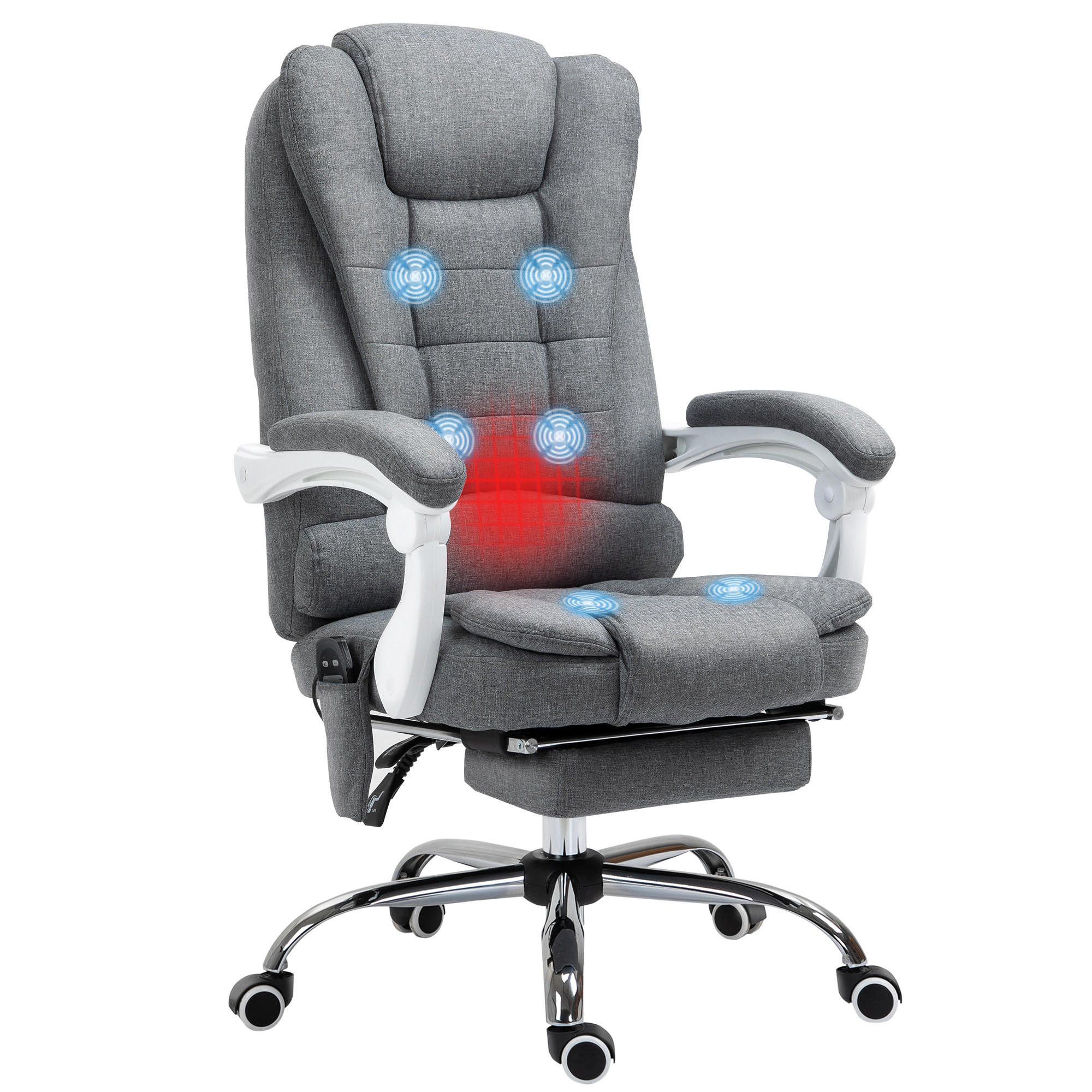CHEFSESSEL DE-05213 Massage, Heizung, neigbar & höhenverstellbar Grau - Grau, Metall (70/119/65cm) - ComfortXL