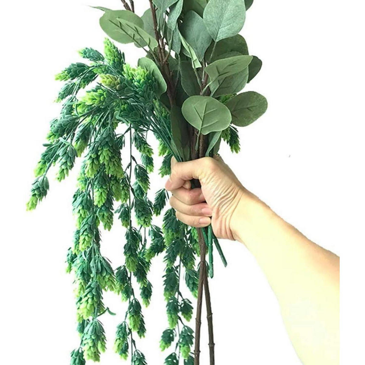 KÜNSTLICHE Hopfen Ranke 3-teiliges Set Mattgrün 80 cm - Grün, Kunststoff (40cm)