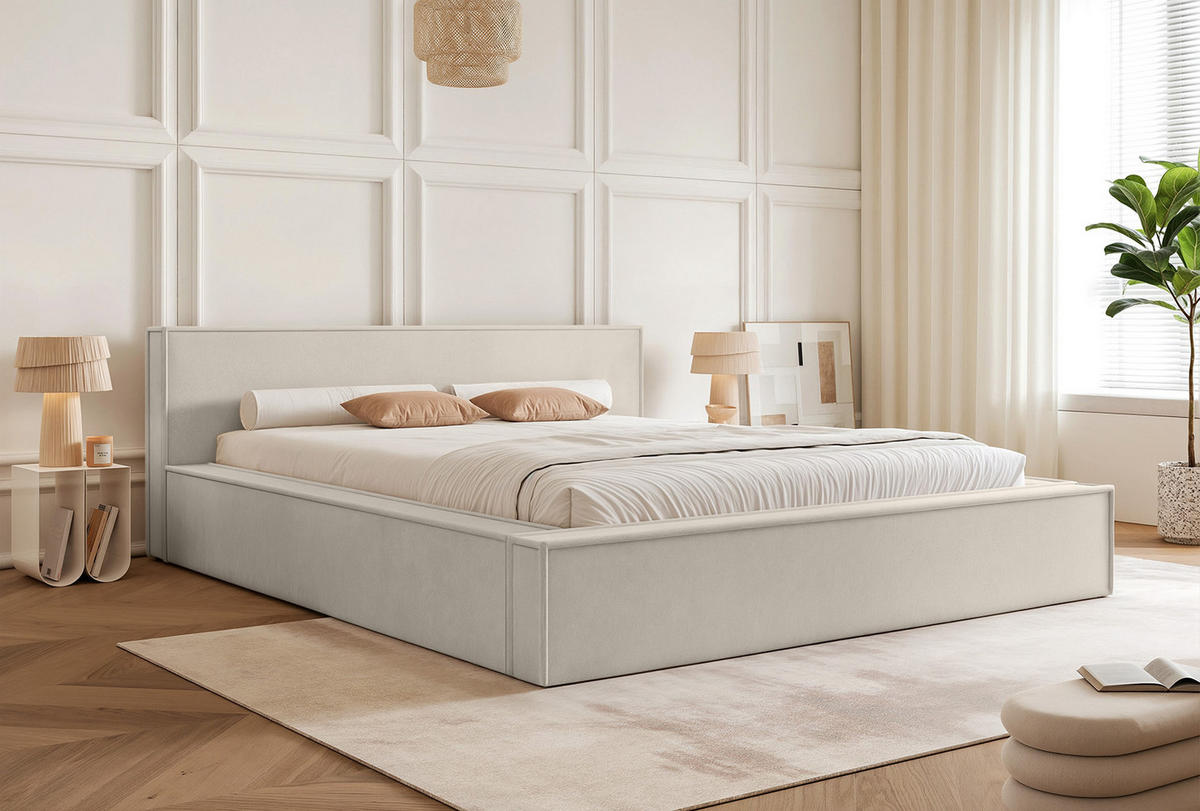 POLSTERBETT Mendocino Classic Low 180x200 cm, Mocca - Greige, Textil (180/200cm) - Fedve