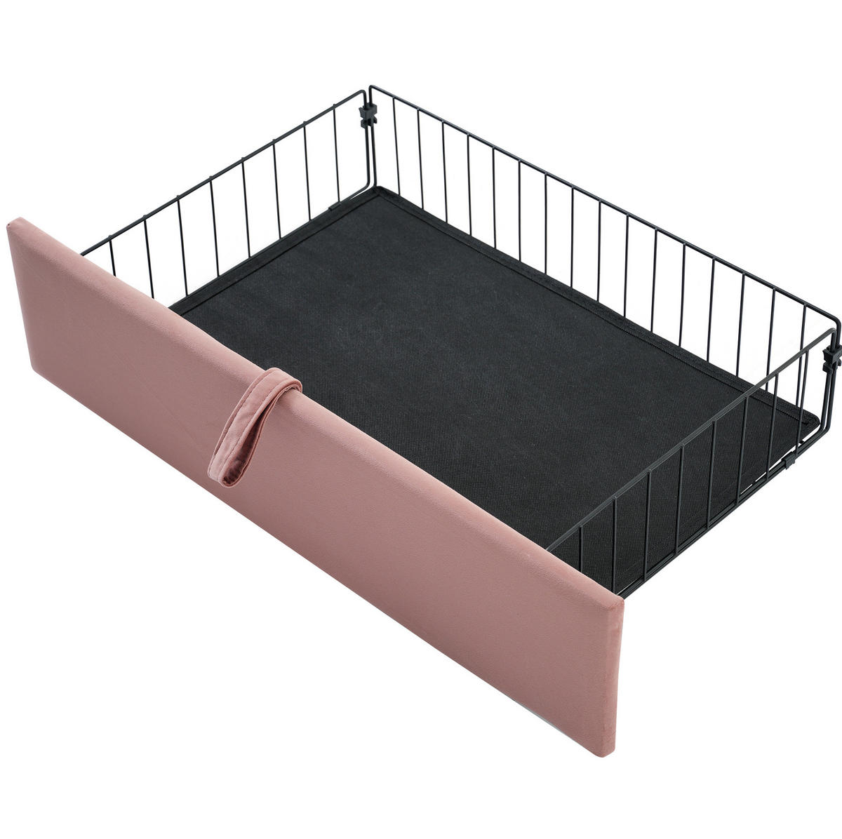 KINDEREINZELBETTEN aus Samt 90x200 cm in Rosa mit LED & Schublade - Rosa, Textil (90/200cm) - Modfu