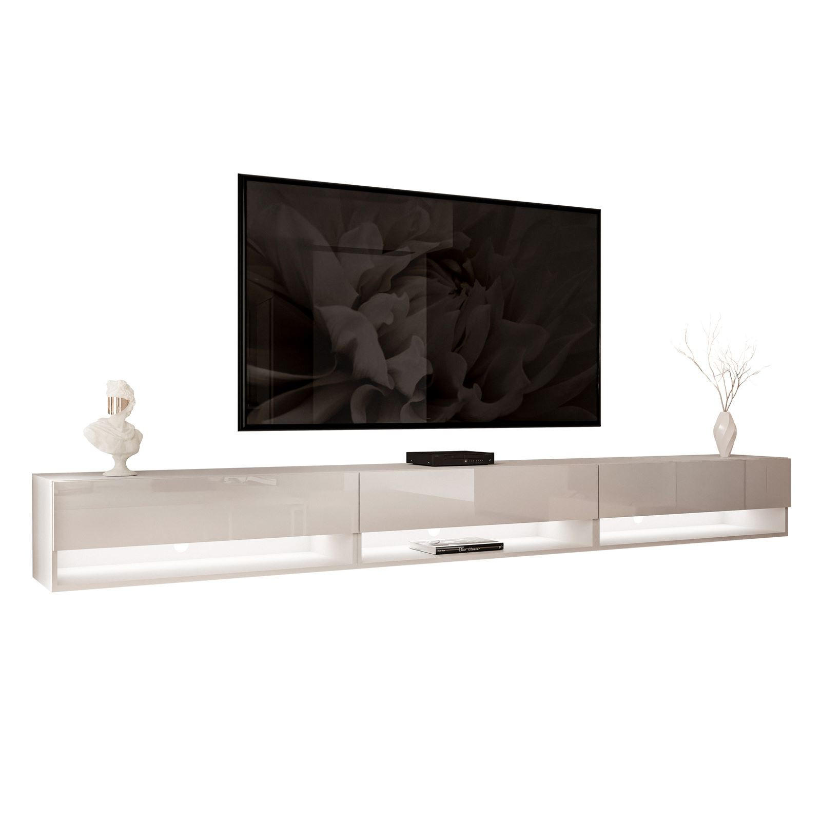 HÄNGESCHRANK TV-Möbel CALANTE 270 cm mit LED-Beleuchtung - Beige, Holzwerkstoff (270/30/35cm) - Lookway