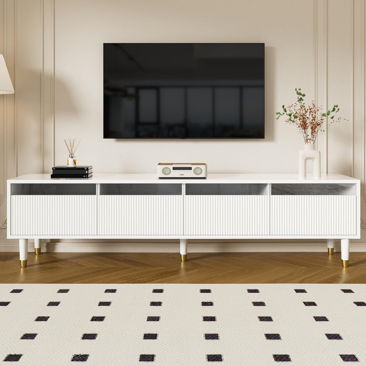 LOWBOARD 178/35/45 cm aus MDF mit 4 Schubladen Weiß - Weiß, Holzwerkstoff (178/45/35cm) - Modenvie