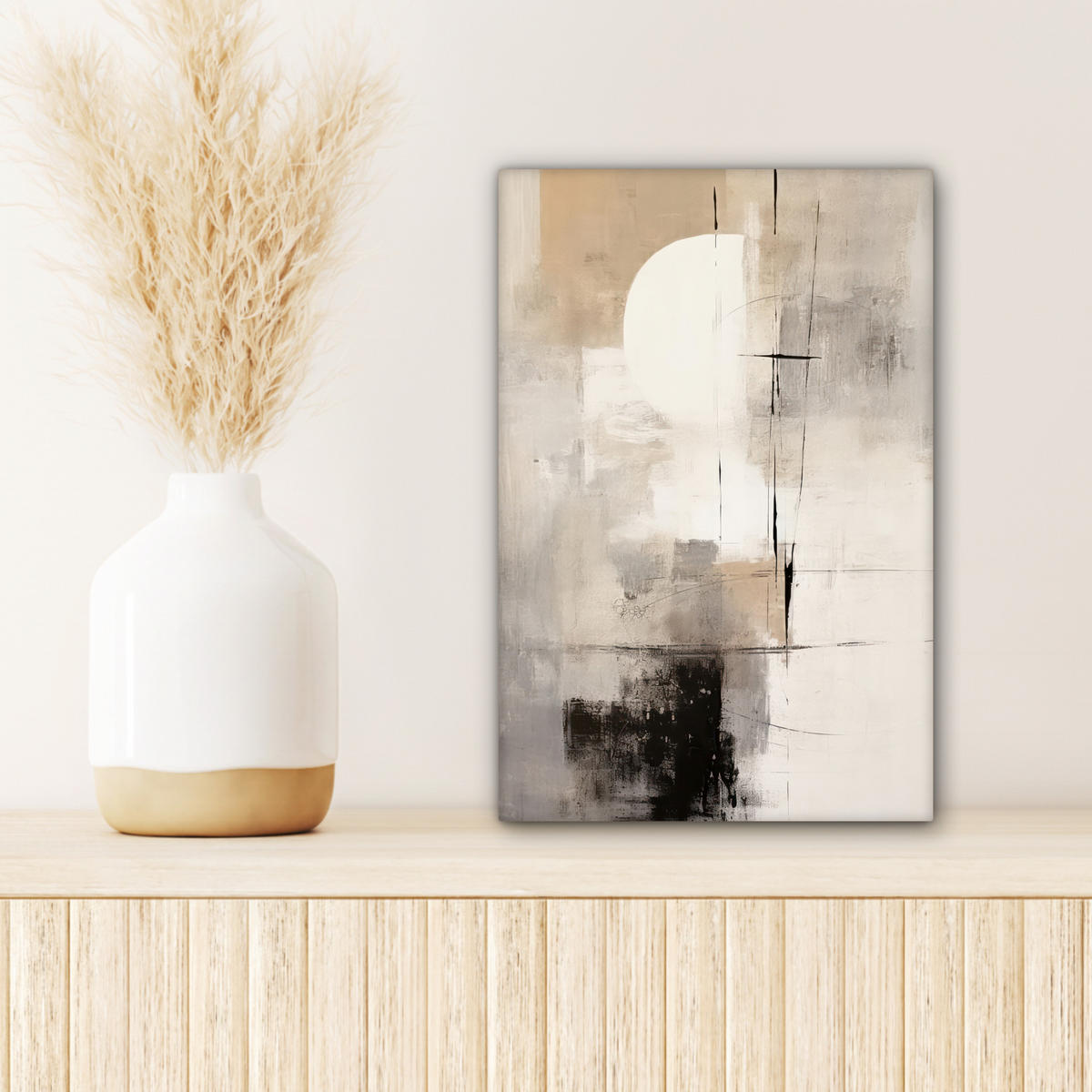 LEINWANDBILD Abstrakt - Kunst - Grau 20x30 cm - Hellgrau, Textil (20/30cm) - MuchoWow