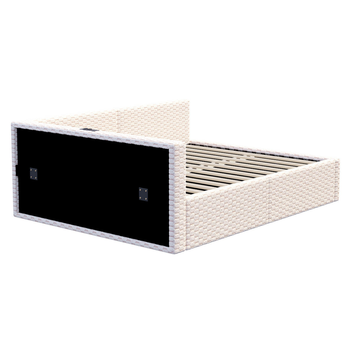 POLSTERBETT 140/200 cm in Beige Samt mit Bettkasten, LED, USB und Type-C - Beige, Holzwerkstoff/Textil (140/200cm) - CHICFURN