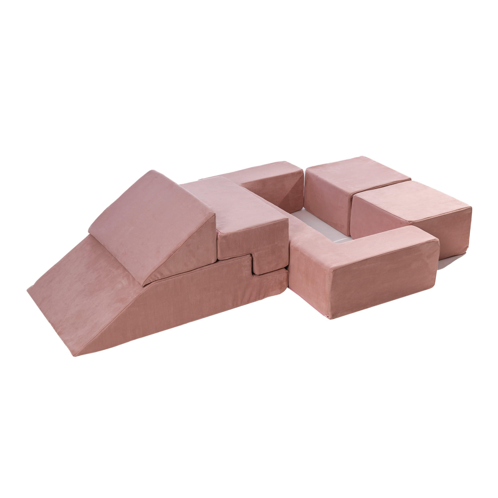 KINDERSOFA, Modulares Sofa für Kinder, Samt, Rosa - Rosa, Textil (35/100/40cm) - MeowBaby
