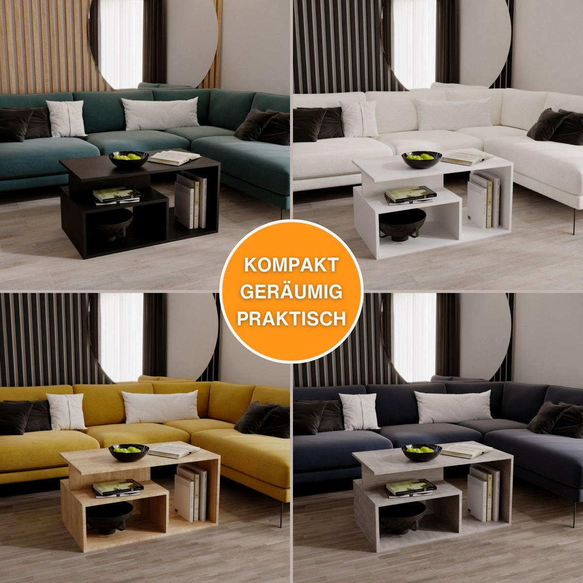 COUCHTISCH Maja90 90/44/50 - Schwarz, Holzwerkstoff (50/90/44cm) - RAUMHIRSCH FURNITURE
