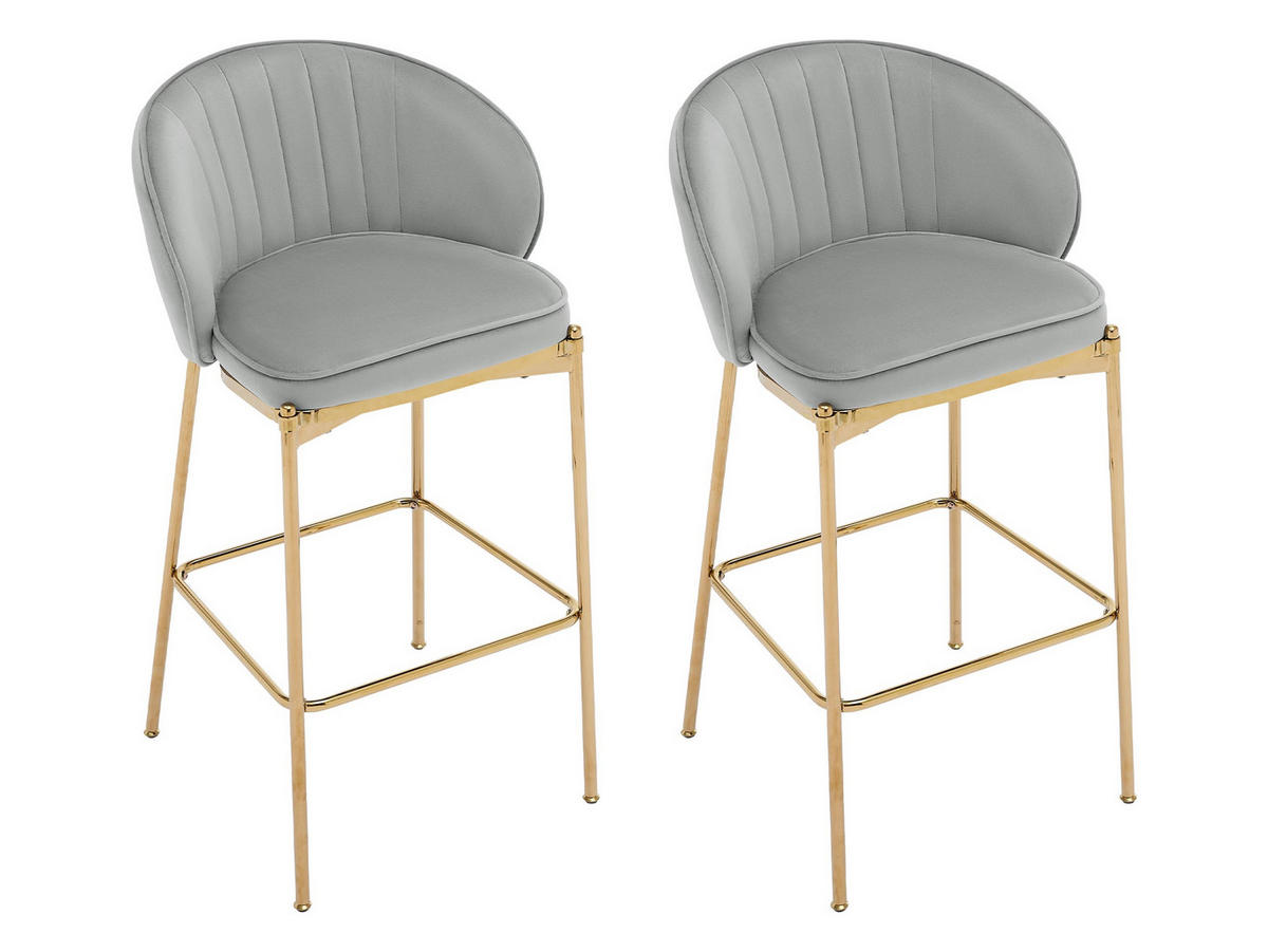 BARHOCKER-SET Muz BS-1258/GL - Goldfarben/Grau, Textil/Metall (55/101/51cm) - MIRJAN24