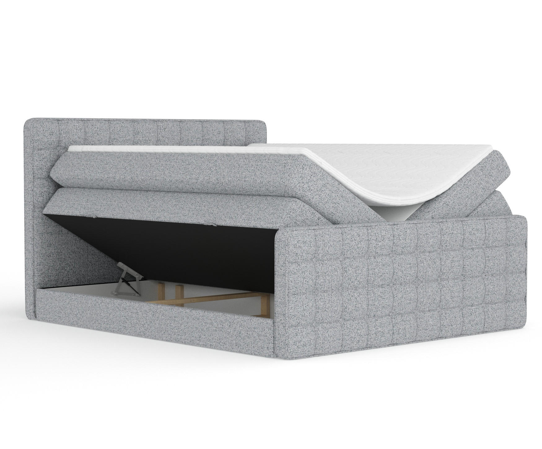 BOXSPRINGBETT Velouria Grau 140/200 cm - Schwarz/Grau, Holz/Holzwerkstoff (140/200cm) - Maison de Reve