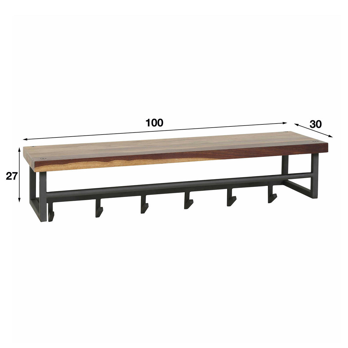 WANDGARDEROBE Daytona Braun 30/100/ 27 cm - Braun, Holz (100/27/30cm) - Hoyz Collection