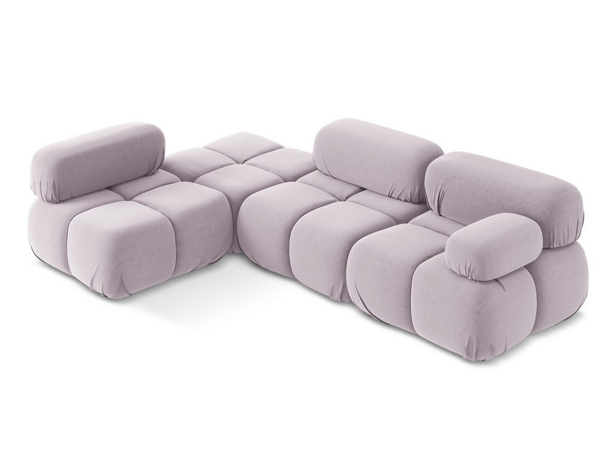 ECKSOFA Links Samt Stoff Violett - Lila/Flieder, Kunststoff/Textil (190/285cm) - Makamii