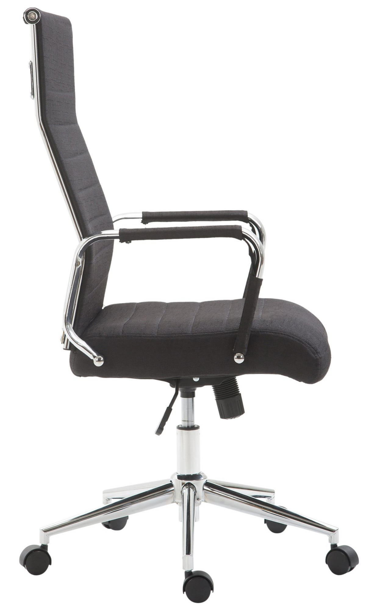 DREHSTUHL Stoff schwarz - Chromfarben/Schwarz, Textil/Metall (58/105/66cm) - CLP