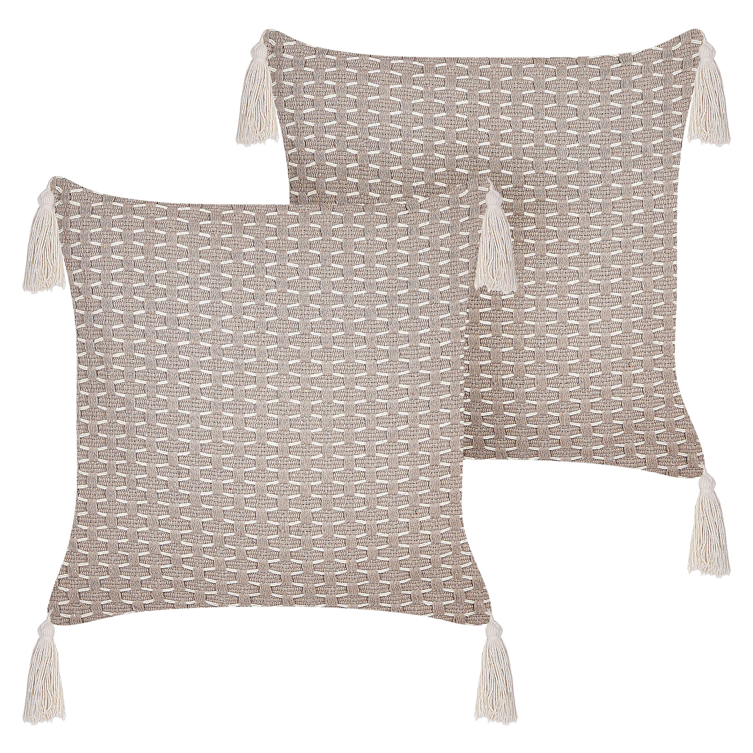 Beliani DEKORATIVNÍ POLŠTÁŘ sada 2 ks Taupe 42/42 cm Hakone