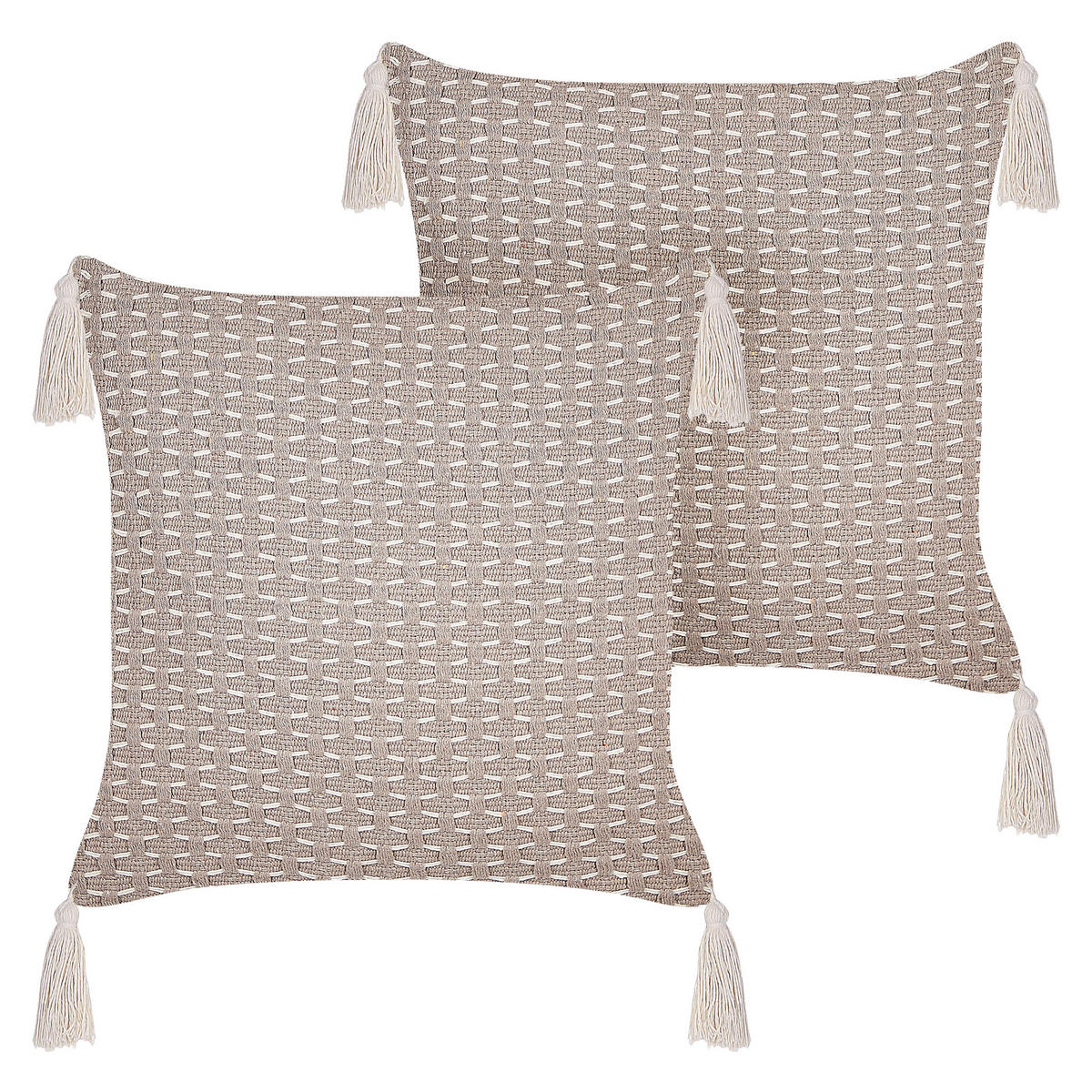DEKOKISSEN 2er-Set Taupe 42/42 cm Hakone - Graubraun, Textil (42/42cm) - Beliani