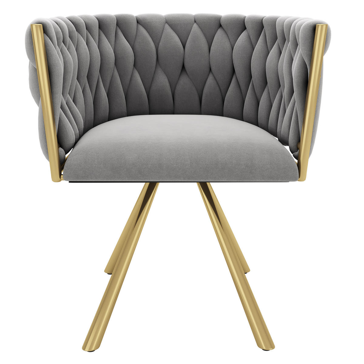 ESSZIMMERSTUHL 2er-Set Samt, 360° Drehbar, Metallbeine, Grau & Gold Luxus-Stuhl für Wohnzimmer & Schlafzimmer - Grau, Textil/Metall (59/72/54cm) - Urban Meuble
